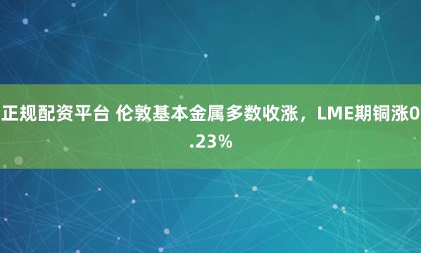 正规配资平台 伦敦基本金属多数收涨，LME期铜涨0.23%