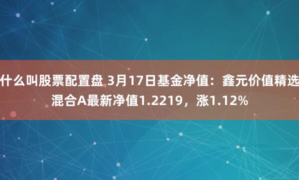 什么叫股票配置盘 3月17日基金净值：鑫元价值精选混合A最新净值1.2219，涨1.12%