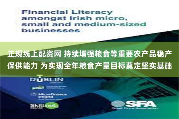 正规线上配资网 持续增强粮食等重要农产品稳产保供能力 为实现全年粮食产量目标奠定坚实基础